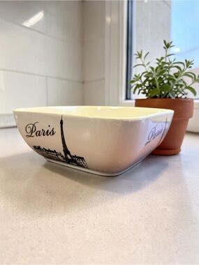 Ciroa White and Black Paris Eiffel Square Quality Ceramic Bowl